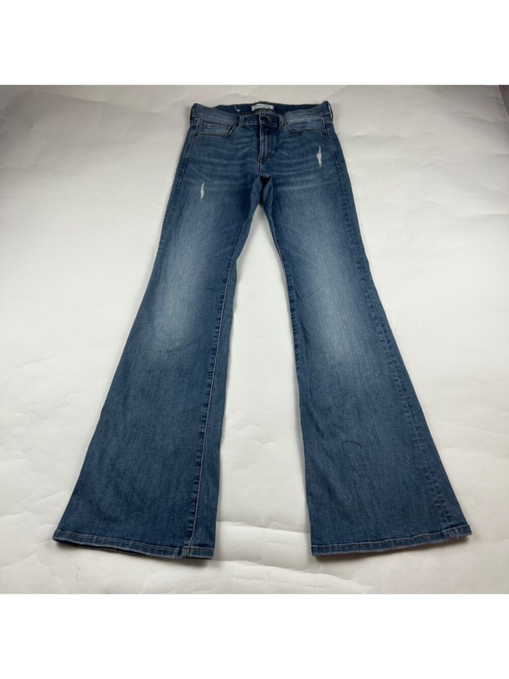 LONG Banana Republic Stretch Distressed Denim High Rise Flared Jeans 28